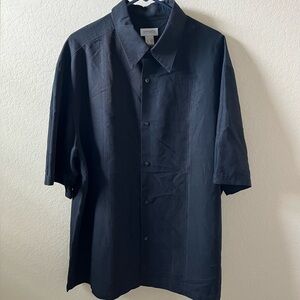 Concepts by Claiborne Men’s Guayabera Shirt | 2XLT | Black | Short Sleeve
